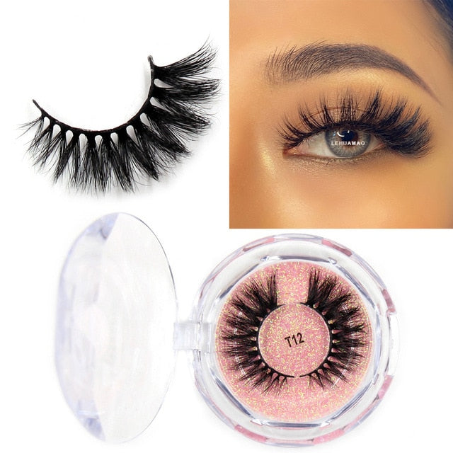 LEHUAMAO Mink Eyelashes 3D Mink Lashes Thick HandMade Full Strip Lashes Cruelty Free Mink Lashes Reusable False Eyelashes Makeup