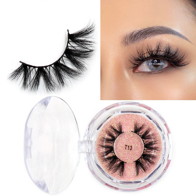 LEHUAMAO Mink Eyelashes 3D Mink Lashes Thick HandMade Full Strip Lashes Cruelty Free Mink Lashes Reusable False Eyelashes Makeup