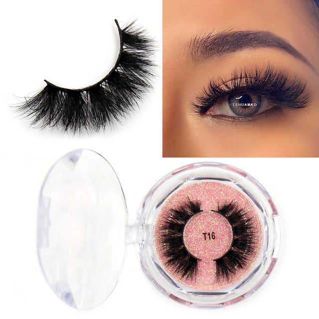 LEHUAMAO Mink Eyelashes 3D Mink Lashes Thick HandMade Full Strip Lashes Cruelty Free Mink Lashes Reusable False Eyelashes Makeup