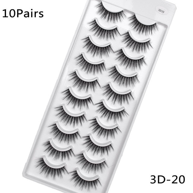 10Pairs 3D Mink Eyelashes Makeup Natural Long False Eyelashes Dramatic Lashes Extension HandMade Fake Eyelash maquiagem