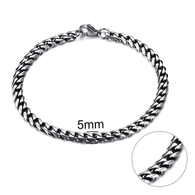 Jiayiqi 5-11 mm Men Chain Bracelet Stainless Steel Curb Cuban Link Chain Bangle for Male Women Hiphop Trendy Wrist Jewelry Gift