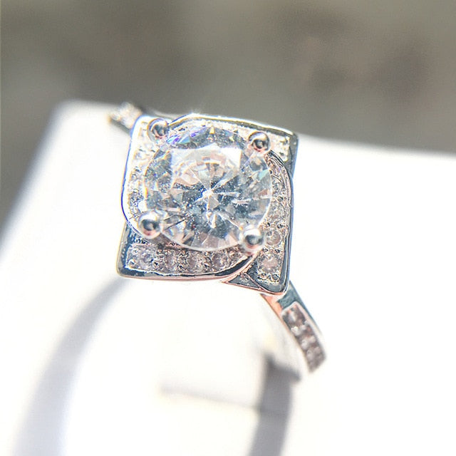 CC Trendy Jewelry S925 Rings For Women Cubic Zirconia Charms Bridal Wedding Engagement White Gold Color Ring Drop Shipping