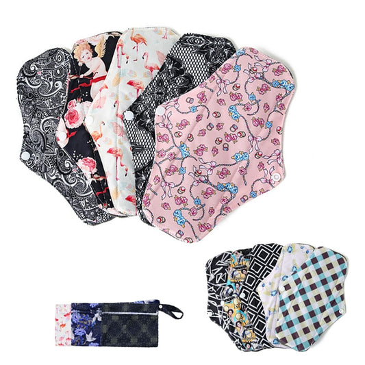 Reusable Pads Hygiene Pads Bamboo Charcoal Sanitary Pad Mama Menstrual Cotton Pads Washable Panty Liner Pads Health Feminine