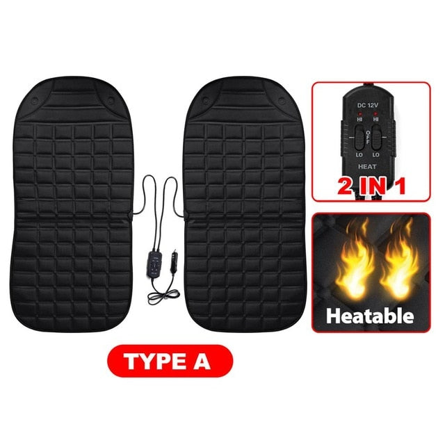 2Pcs In 1 Fast Heated & Adjustable Black/Grey/Blue/Red Car Electric Heated Seat Car Styling Winter Pad Cushions Auto Covers