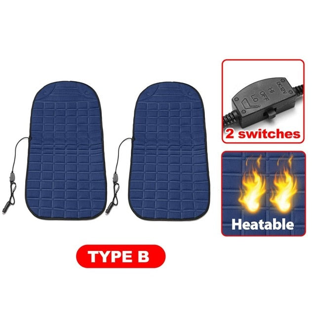 2Pcs In 1 Fast Heated & Adjustable Black/Grey/Blue/Red Car Electric Heated Seat Car Styling Winter Pad Cushions Auto Covers