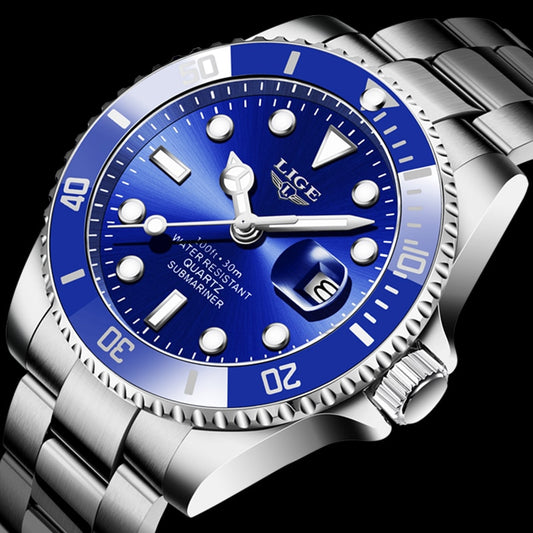 Relogio Masculino LIGE Brand Luxury Men Sport Watches Silver Waterproof Stainless Steel Wrist Watch Man Clock Fashion Wristwatch