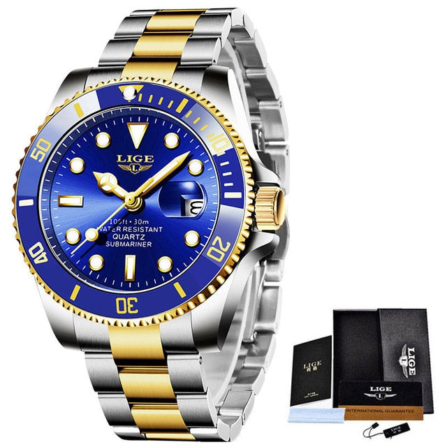 Relogio Masculino LIGE Brand Luxury Men Sport Watches Silver Waterproof Stainless Steel Wrist Watch Man Clock Fashion Wristwatch