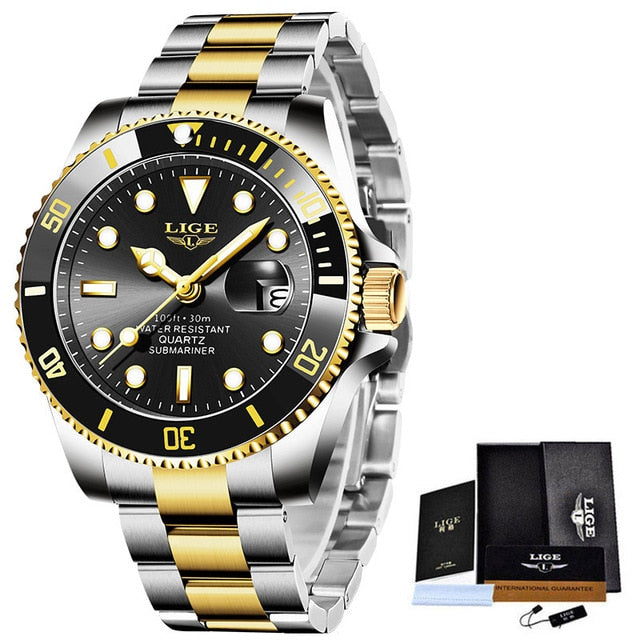 Relogio Masculino LIGE Brand Luxury Men Sport Watches Silver Waterproof Stainless Steel Wrist Watch Man Clock Fashion Wristwatch