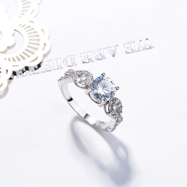 CC Trendy Jewelry S925 Rings For Women Cubic Zirconia Charms Bridal Wedding Engagement White Gold Color Ring Drop Shipping
