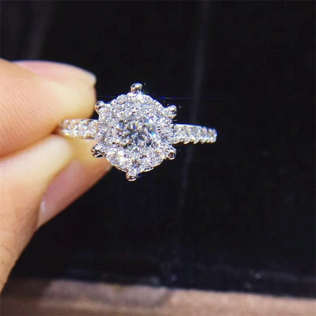 CC Trendy Jewelry S925 Rings For Women Cubic Zirconia Charms Bridal Wedding Engagement White Gold Color Ring Drop Shipping