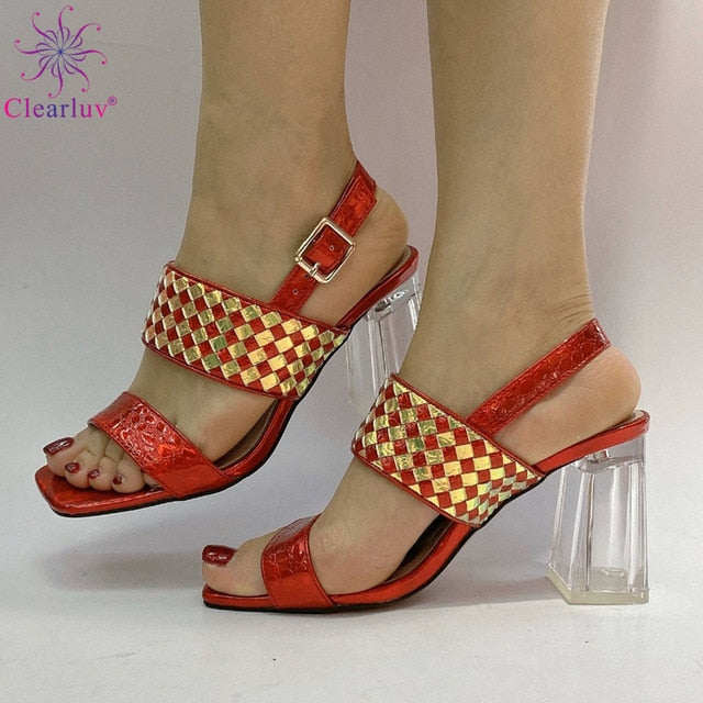 Wedding SILVER Color Peep Toe Italian shoes African shoes without bag set Comfortable Women Shoes For Parties