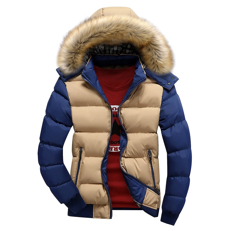 New Winter Windbreak Jacket Coat Mens Warm Thick Parkas Fur Collar Hooded Men's Coats Casual Outerwear Brand Clothing 4XL