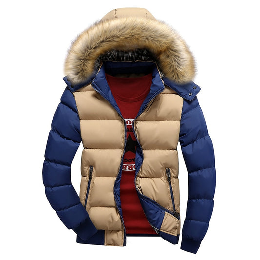 New Winter Windbreak Jacket Coat Mens Warm Thick Parkas Fur Collar Hooded Men's Coats Casual Outerwear Brand Clothing 4XL