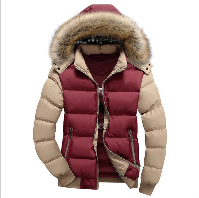 New Winter Windbreak Jacket Coat Mens Warm Thick Parkas Fur Collar Hooded Men's Coats Casual Outerwear Brand Clothing 4XL