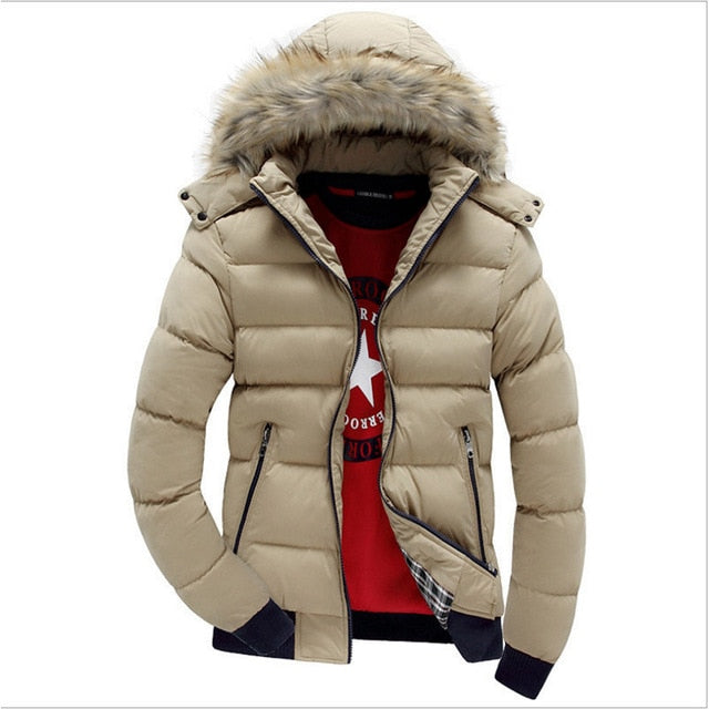 New Winter Windbreak Jacket Coat Mens Warm Thick Parkas Fur Collar Hooded Men's Coats Casual Outerwear Brand Clothing 4XL
