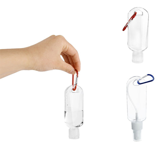 1PC 30ml 50ml Reusable Portable Mini Size Alcohol Spray Bottle Hand Sanitizer Travel Small Size Holder Hook Keychain Carrier New