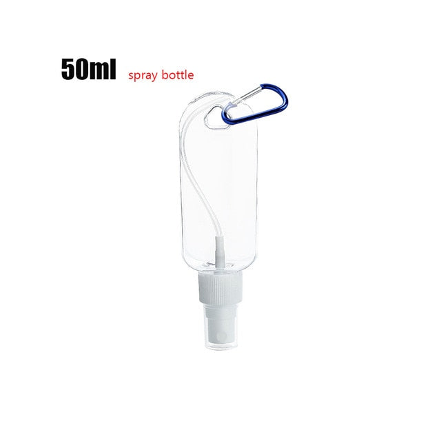 1PC 30ml 50ml Reusable Portable Mini Size Alcohol Spray Bottle Hand Sanitizer Travel Small Size Holder Hook Keychain Carrier New