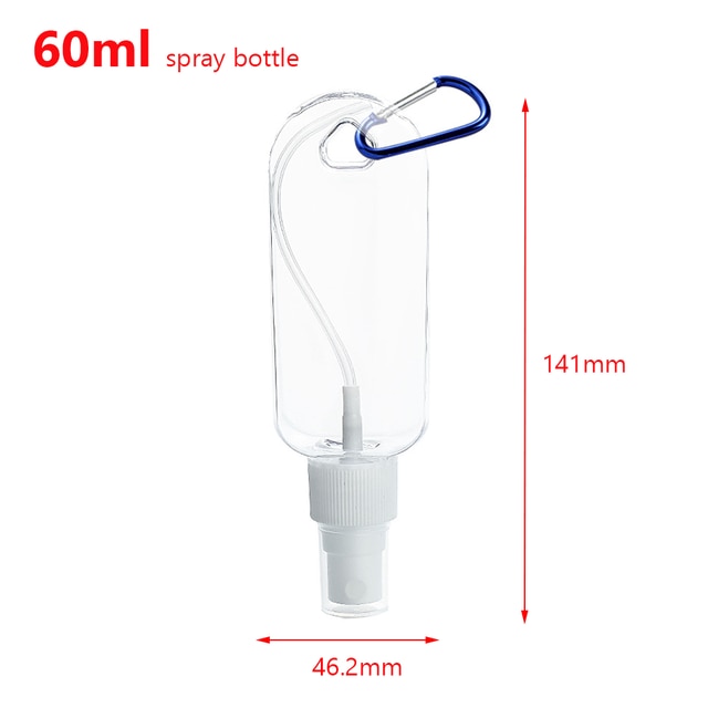 1PC 30ml 50ml Reusable Portable Mini Size Alcohol Spray Bottle Hand Sanitizer Travel Small Size Holder Hook Keychain Carrier New