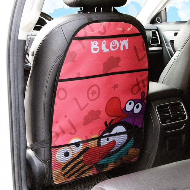 Cartoon Seat Cover Kid Cute Car Seat Back Cover Protector for Kids Children's Anti-Kick Mat Touch Screen Storage Bag Waterproof
