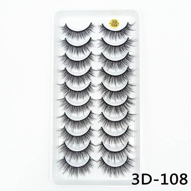 10Pairs 3D Mink Eyelashes Makeup Natural Long False Eyelashes Dramatic Lashes Extension HandMade Fake Eyelash maquiagem