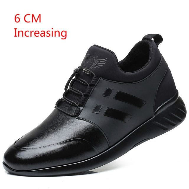 RayZing 2020 Men's Fashion Sneakers Man Casual Shoes Breathable Men Genuine Leather Shoes Big size Increasing Office Footwear
