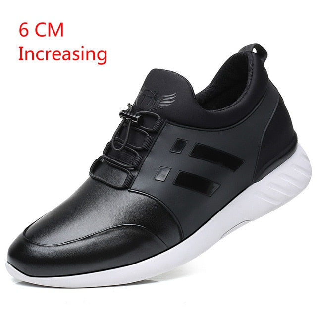 RayZing 2020 Men's Fashion Sneakers Man Casual Shoes Breathable Men Genuine Leather Shoes Big size Increasing Office Footwear