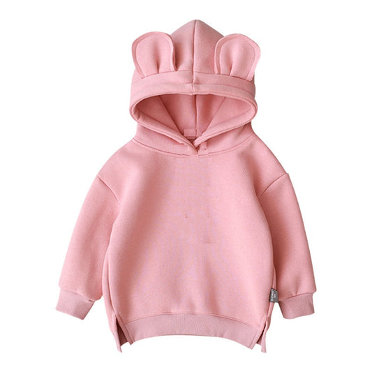 Winter Toddler Baby Kids Boy Girl Hooded Cartoon Ear Hoodie Sweatshirt Tops Clothes roupa infantil solid yellow grey Hoodies