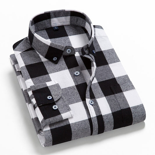 Flannel Plaid Shirt Men Cotton 2019 Spring Autumn New Male Casual Long Sleeve Shirt Plus size High Quality Warm Man Clothes
