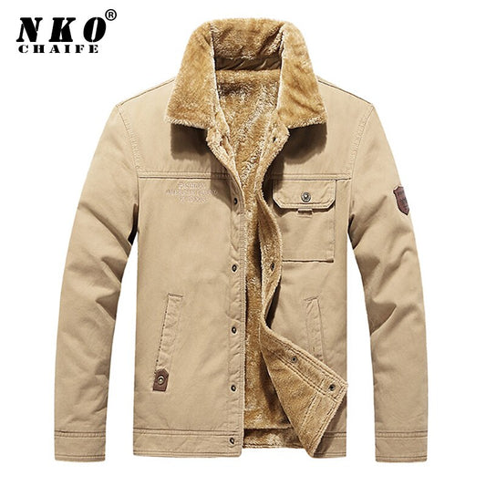 CHAIFENKO Brand Men's Bomber Jacket Parka Coat Men Winter Thick Warm Fleece Casual Coat Men Fashion Cotton Fur Collar Jacket Men