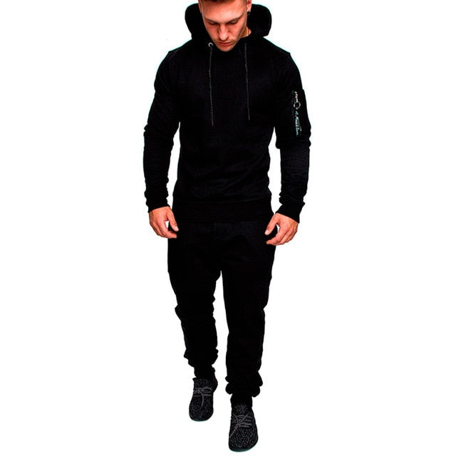 NEW Tracksuit Autumn Winter Camou Hoodies Casual Sweat Suits Drawstring Pullover Outfit Sportswear Men 2 Piece Set Plus Size