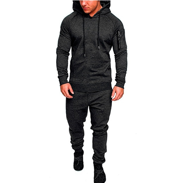 NEW Tracksuit Autumn Winter Camou Hoodies Casual Sweat Suits Drawstring Pullover Outfit Sportswear Men 2 Piece Set Plus Size