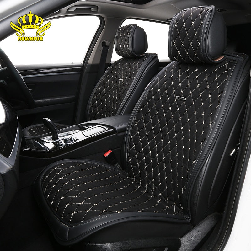 Artificial suede universal car seat cushion black 1Set luxury Cape 5 seats fit for Kia Hyundai BMW Lada car seat cover shawl