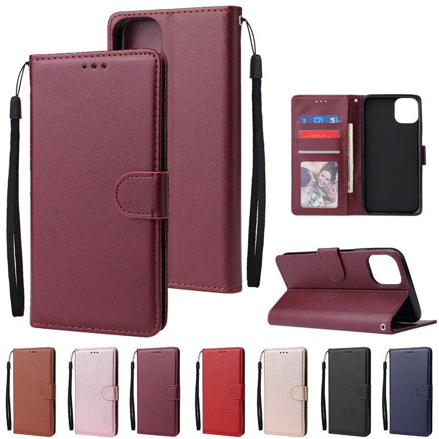 Flip Wallet Case Luxury PU Leather Cover With Card Slots For iPhone 12 11 Pro Xs Max XR X 8 7 6 6s Plus 5 5S SE 2020 Case Coque