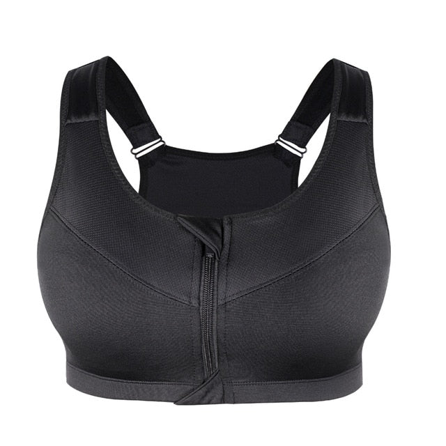 SEXYWG Plus Size Top Women Zipper Sports Bra Underwear Shockproof Push Up Gym Fitness Athletic Running Yoga Bh Sport Bra Top 5XL
