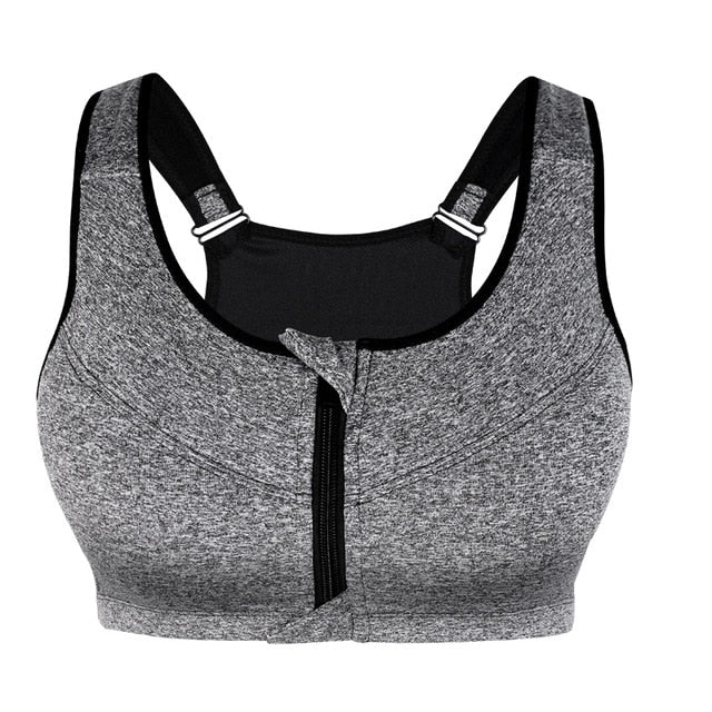 SEXYWG Plus Size Top Women Zipper Sports Bra Underwear Shockproof Push Up Gym Fitness Athletic Running Yoga Bh Sport Bra Top 5XL
