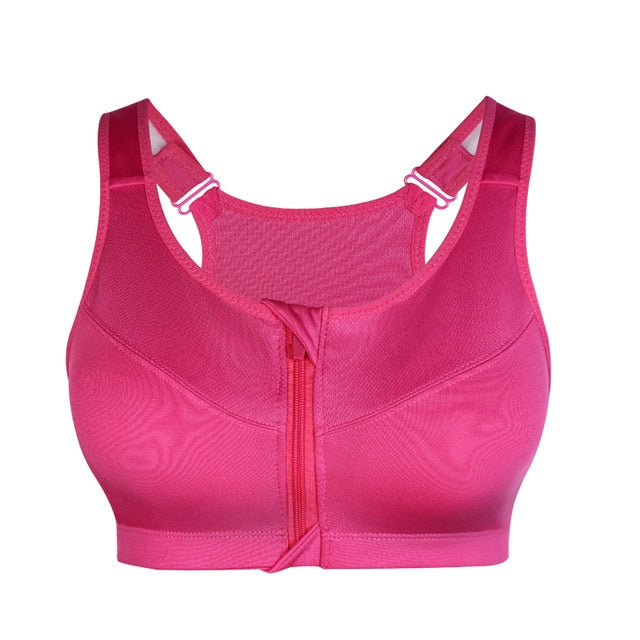 SEXYWG Plus Size Top Women Zipper Sports Bra Underwear Shockproof Push Up Gym Fitness Athletic Running Yoga Bh Sport Bra Top 5XL