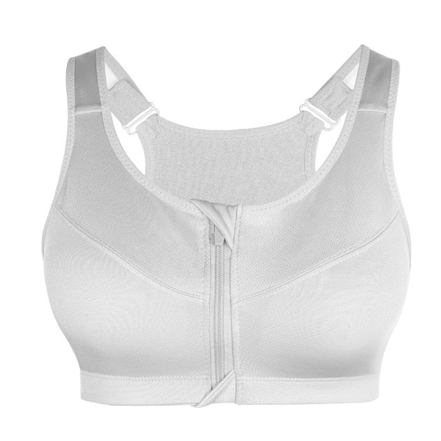 SEXYWG Plus Size Top Women Zipper Sports Bra Underwear Shockproof Push Up Gym Fitness Athletic Running Yoga Bh Sport Bra Top 5XL