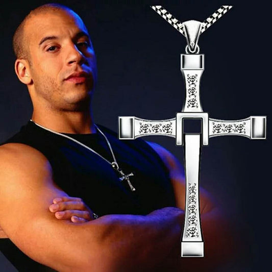 Classic Rhinestone Pendant Sliver Men Crystal Jesus Cross Pendant Long Necklace Activities Male Gift Jewelry Accessory