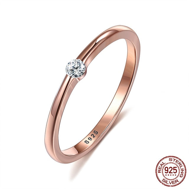 SILVERHOO 925 Sterling Silver Rings for Women Cute Zircon Round Geometric 925 Silver Wedding Ring Fine Jewelry Minimalist Gift