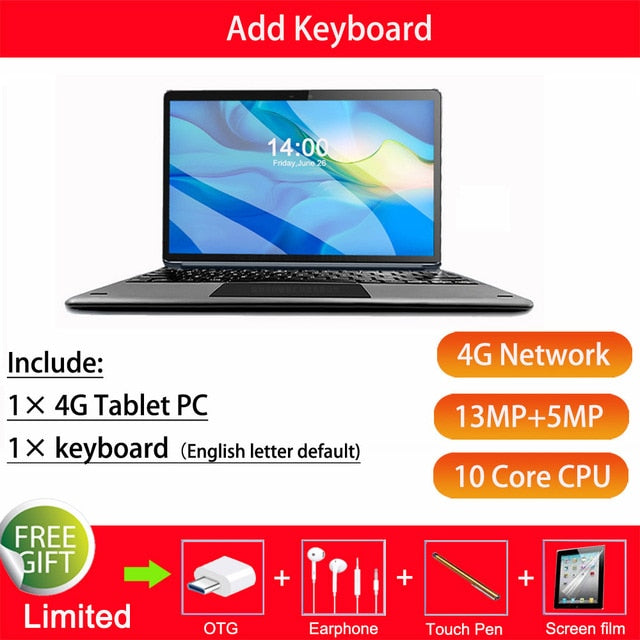 4G LTE 2 in 1 Tablet PC 11.6 Inch Tablet Laptop 1920 1080 Android Tablet With Keyboard Dual SIM card with Google store