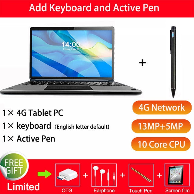 4G LTE 2 in 1 Tablet PC 11.6 Inch Tablet Laptop 1920 1080 Android Tablet With Keyboard Dual SIM card with Google store