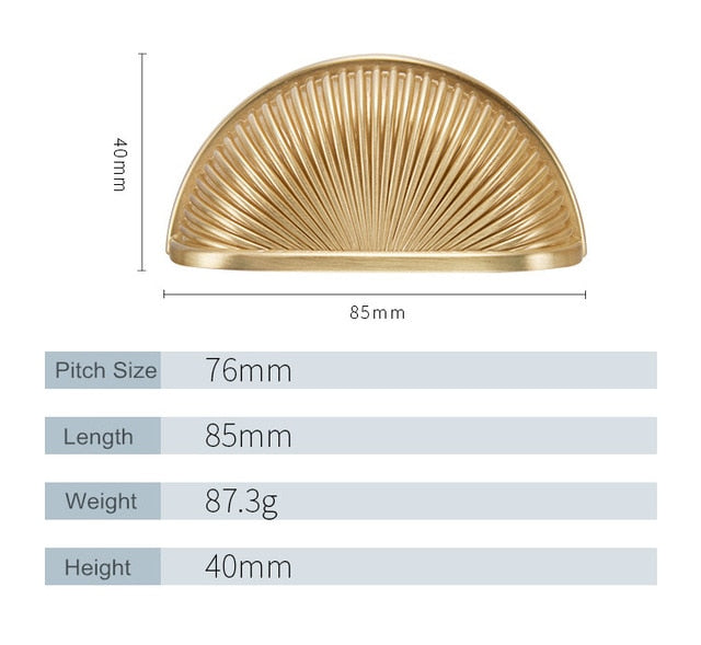 Shell Shape Kitchen Handle Gold Cabinet Pulls Drawer Knobs For Furniture Zinc Alloy