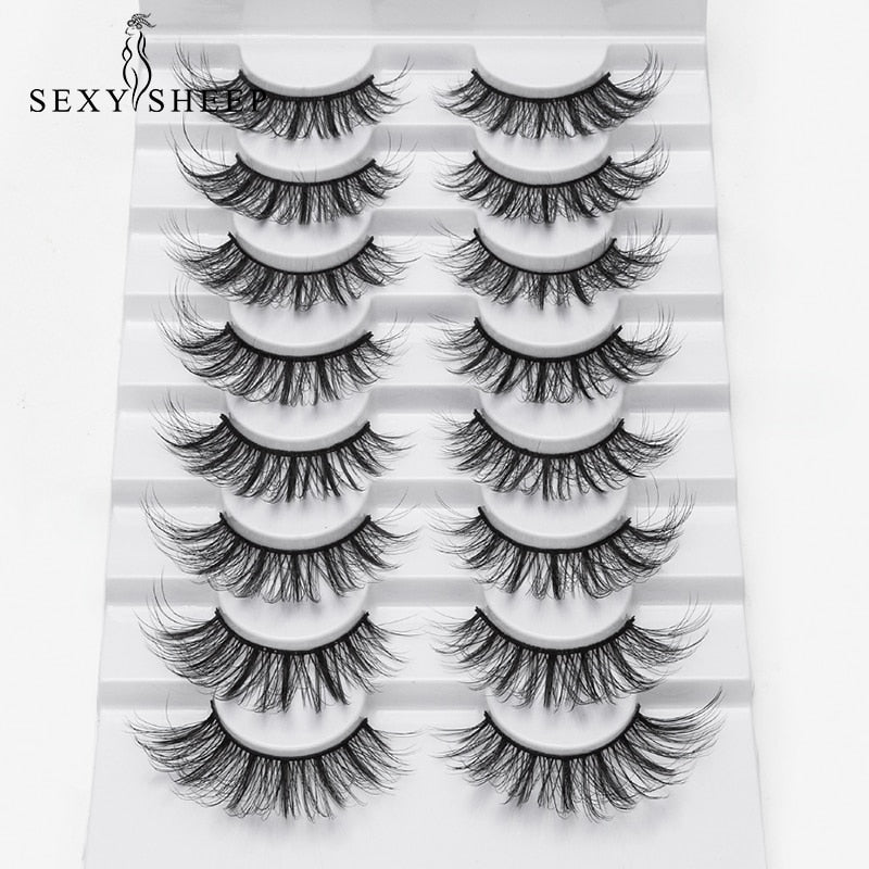 SEXYSHEEP 8 Pairs Mink Lashes Faux Eyelashes Mink False Eyelashes Dramatic Volume Lashes Eyelash Extension for Makeup