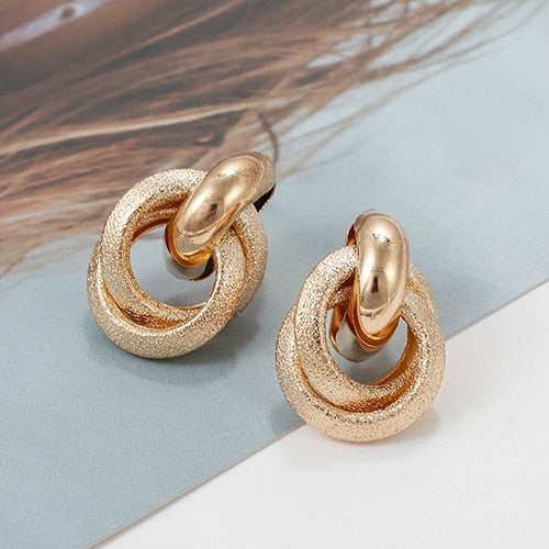 Flashbuy Gold Color Twist Alloy Drop Earrings For Women Simple geometric Earrings Wedding Fashion Jewelry Trendy Accessories