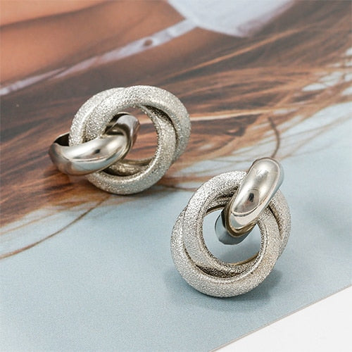 Flashbuy Gold Color Twist Alloy Drop Earrings For Women Simple geometric Earrings Wedding Fashion Jewelry Trendy Accessories