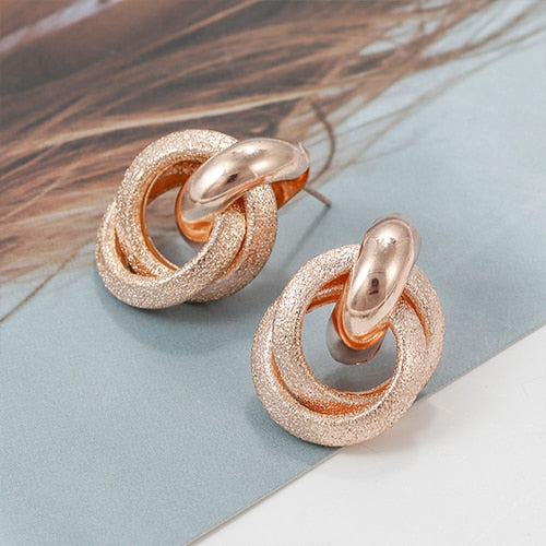 Flashbuy Gold Color Twist Alloy Drop Earrings For Women Simple geometric Earrings Wedding Fashion Jewelry Trendy Accessories