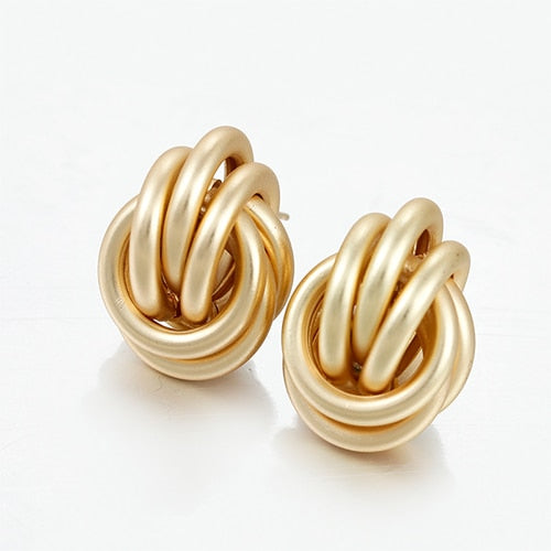 Flashbuy Gold Color Twist Alloy Drop Earrings For Women Simple geometric Earrings Wedding Fashion Jewelry Trendy Accessories