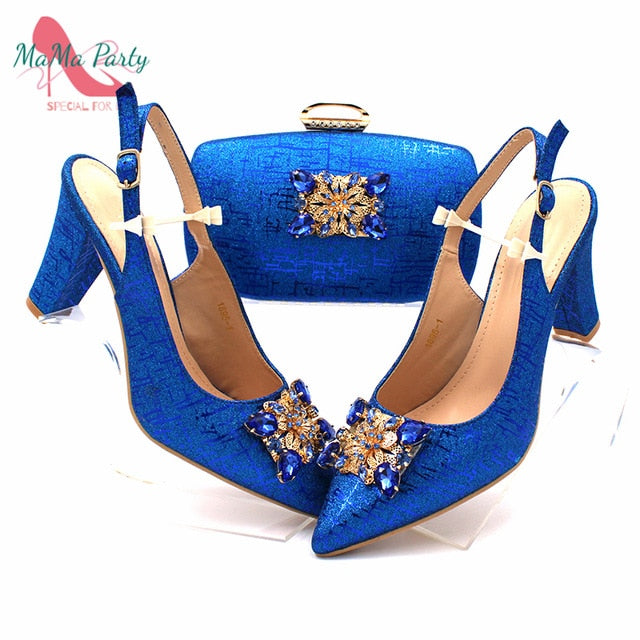 Fashionable African Shoes and Bag Set Italian Sets in Fuchsia Color Nigerian Shoes with Matching Bags for Royal Wedding Party