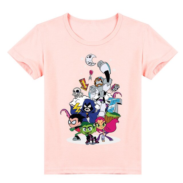 2020 Cartoon Teens Titans GO T Shirt Kids Summer Clothes Boys T-shirts Short Sleeve Raven Robin Cyborg Girls Casual Hip Hop Tops
