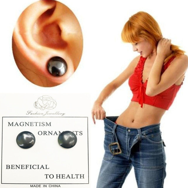 1 Pair Magnetic Slimming Earrings Lose Weight Body Relaxation Massage Slim Ear Studs Patch Health Jewelry